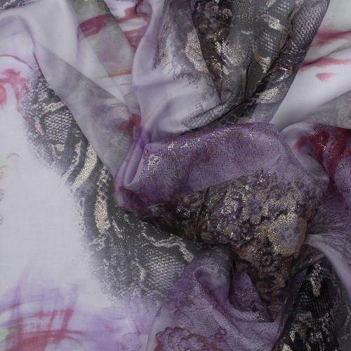FLAT CHIFFON DP GLITTER PRINT