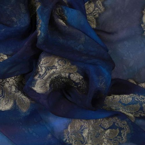 GEORGETTE KHADDI JACQUARD HAND PAINTED